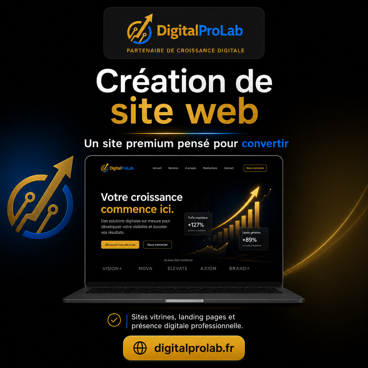 Visuel DigitalProLab illustrant la création de site web professionnel