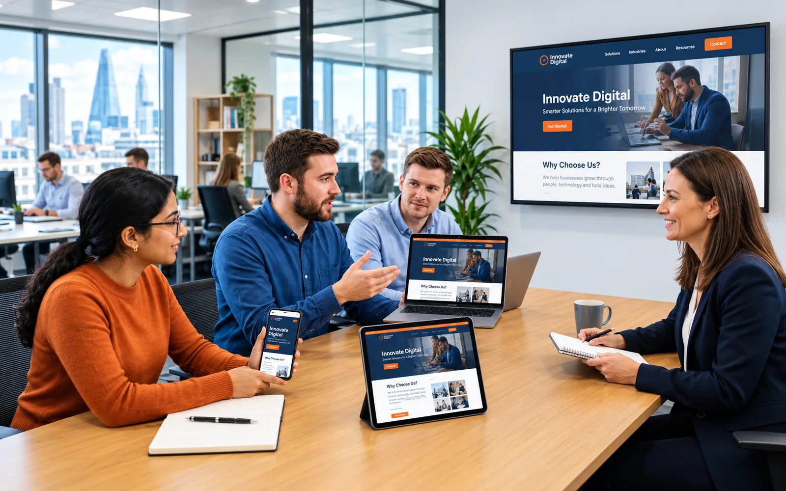Professionnels échangeant autour d’un projet de site internet